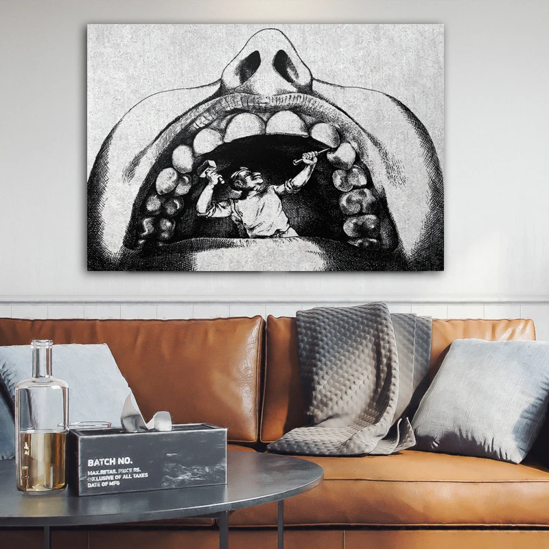 WANGART Dentist Humor Stone Art Print Art  Tooth Anatomical Office Decor Medical  Canvas Print Wall Pictures  Medical