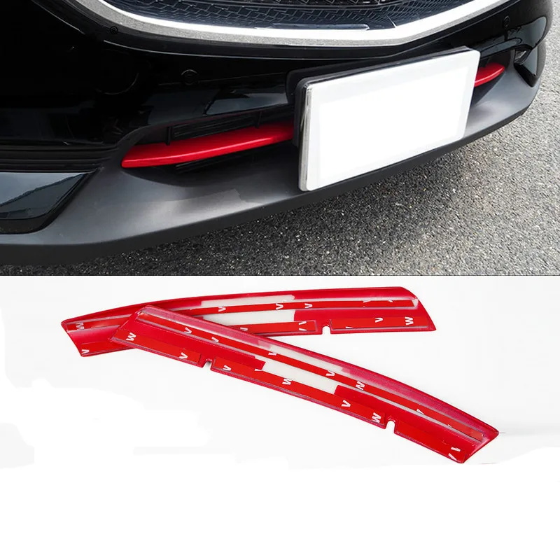 2pcs Red ABS chrome Front grille decoration cover trim stickers case for Mazda CX-5 CX5 CX 5 2017 2018 19 accessories