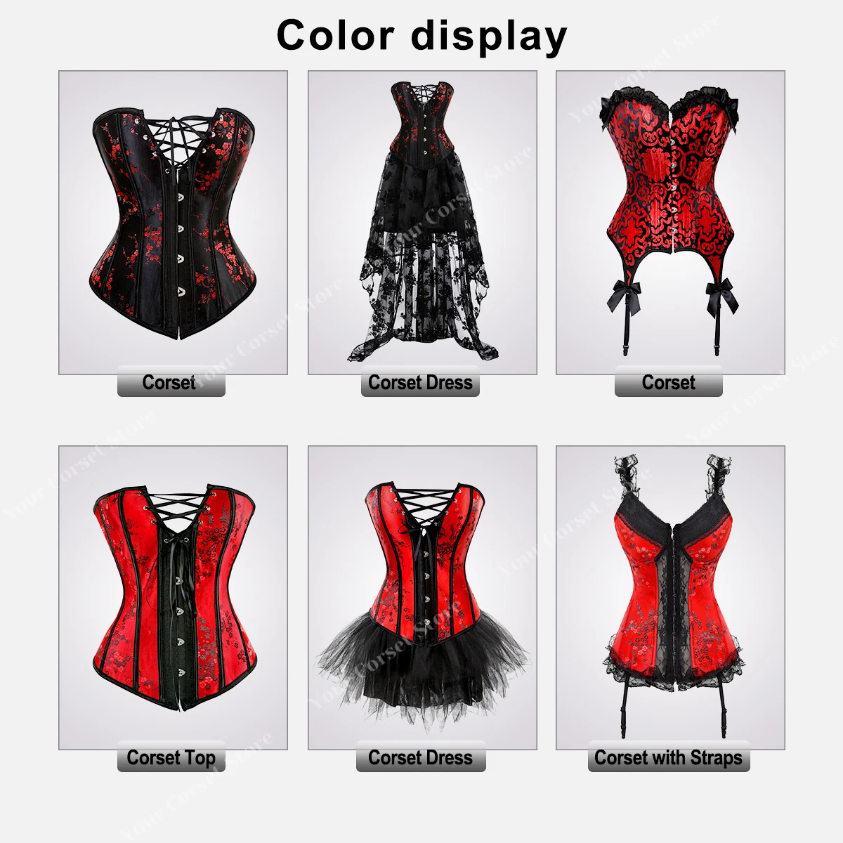 Corset Tops for Women Floral Corset with Boning Red Lace Corset Plus Size