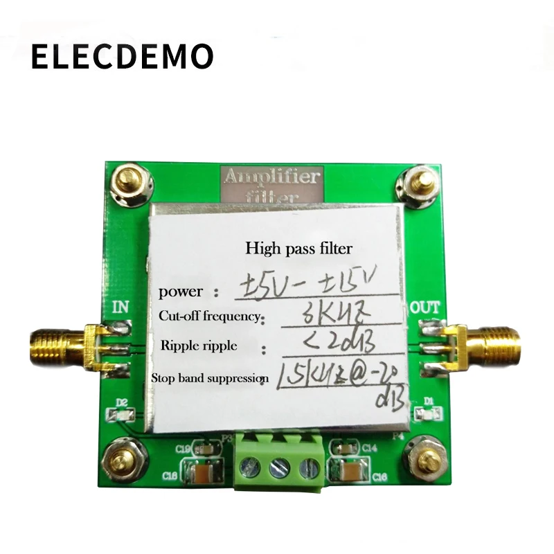 High-pass filter module 8th-order filtering Cut-off frequency 3KHz In-band ripple less than 2dB Stopband rejection