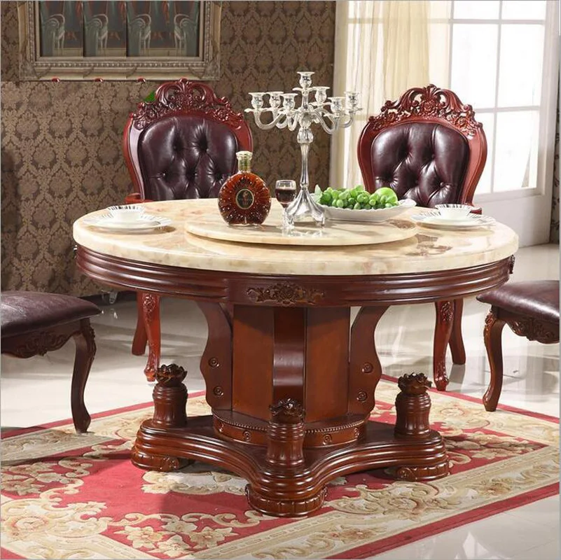 Modern Style Italian Dining Table, 100% Solid Wood Italy Style Luxury round Dining Table set o1102