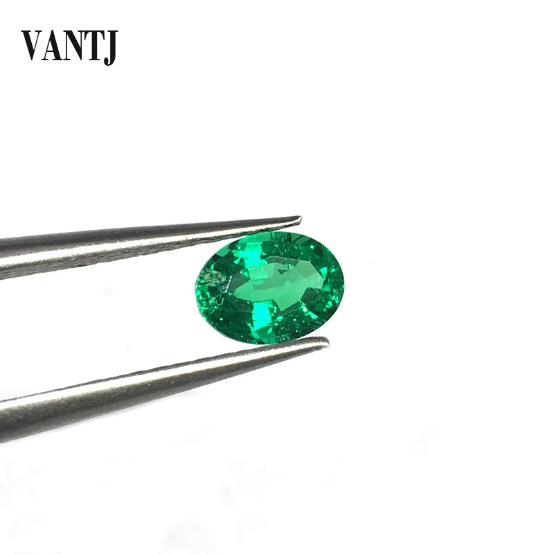 VANTJ Lab Created Emerald Loose Gemstone Hydrothermal  Oval Cut Diy for Silver Gold Women Jewelry Random Delivery