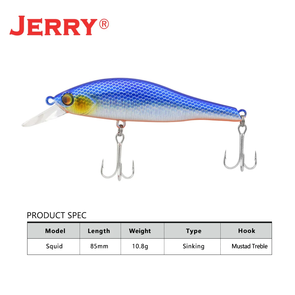 Jerry Squid Deep Diving Jerkbait Minnow Fishing Hard Lures 85mm Artificial Plug Saltwater Bass Pike Fishing Tackle