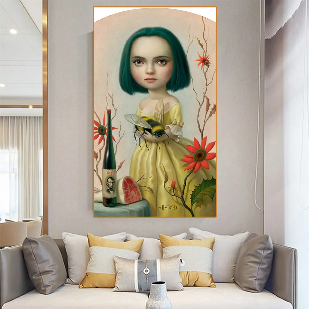 Citon Canvas Art Oil painting Mark Ryden《Christina Ricci》Artwork Poster Picture Modern Wall Decor Home Living room Decoration