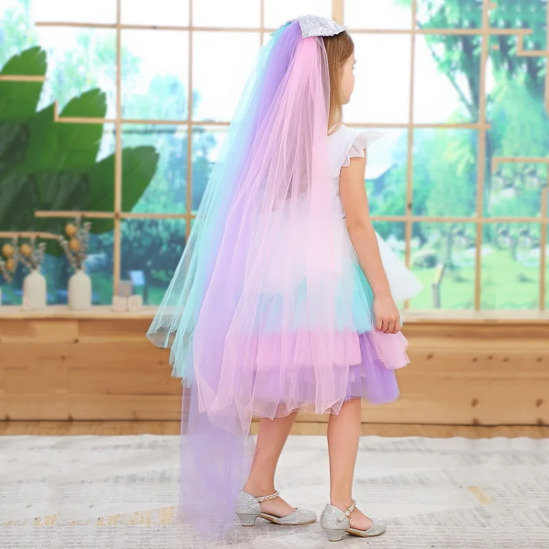 Girls Christmas Unicorn Sequin-Embroidered Princess Dress Kids  Carnival  Rainbow Tutu Birthday Party Tuxedo Cosplay Dresses