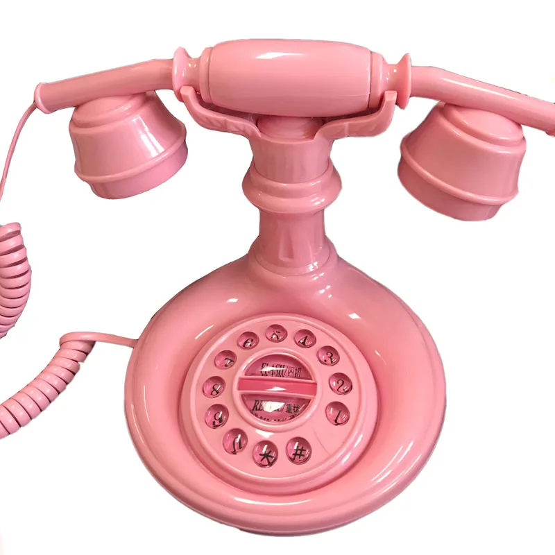 pink cartoon mini fixed phone High quality Landline Telephone Home hotel bedroom for children kids  women red pleasant