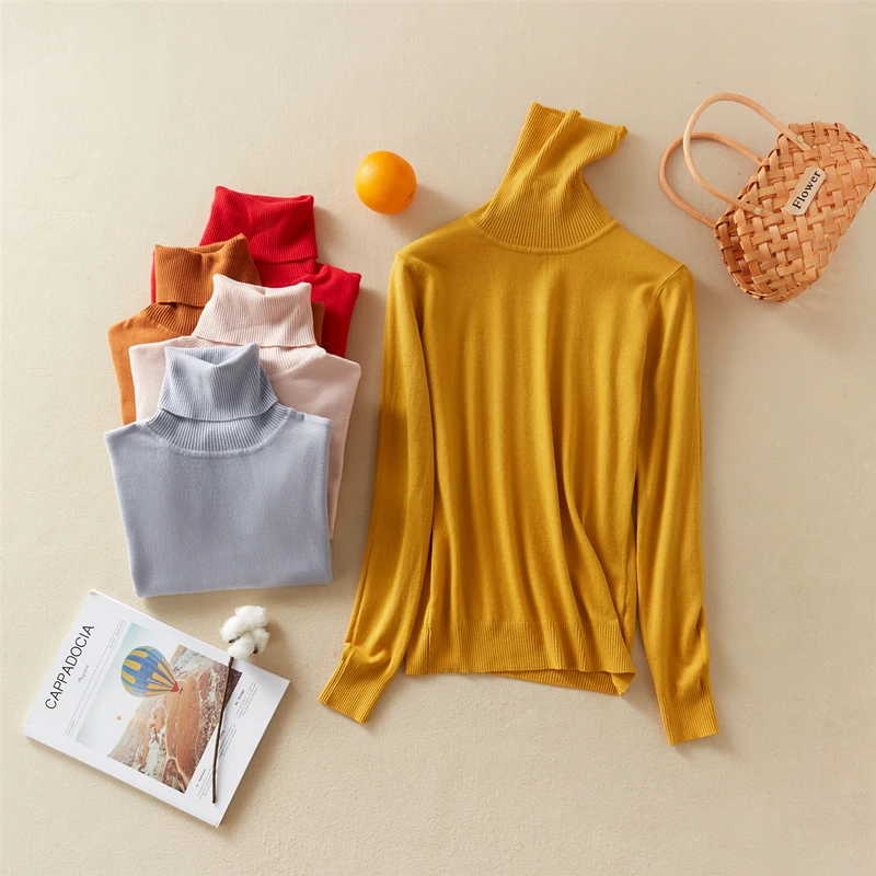 Marwin-Jersey de cuello alto para mujer, jersey de gran tamaño, de punto grueso, sólido, otoño e invierno, novedad
