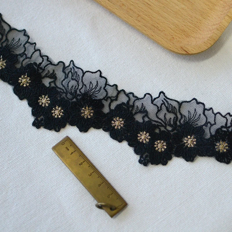 5.5CM Wide Exquisite Water Soluble Embroidered Flowers Mesh Lace Applique Collar Trim DIY Apparel Cheongsam Sewing Decor 6Colors