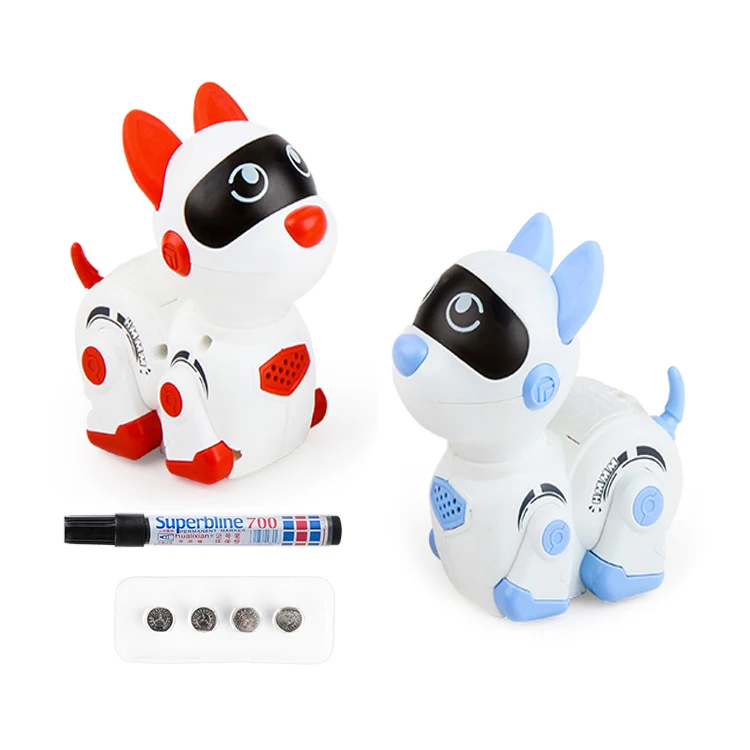 DIY Follow Drawn Line Lights Sound Robot Dog Cow Magic Pen Toys vector robot interactive toys feisty pets toys for children