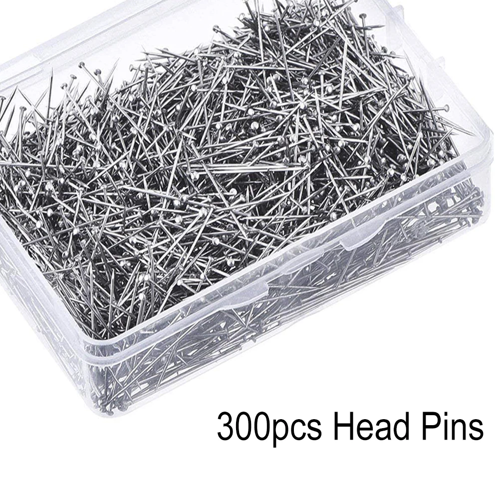 300Pcs 35mm Head Pins Stainless Steel Sewing Pins Fine Satin Head Pins Straight Quilting Pins for Jewelry Making Sewing Supplies