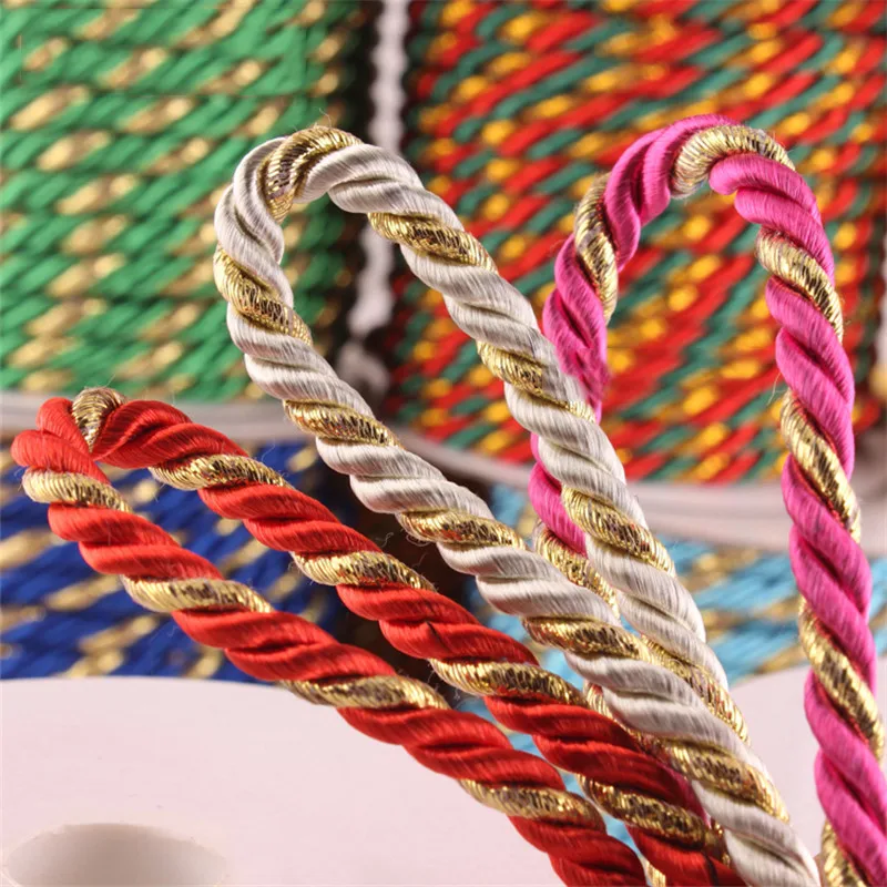 New 5mm Diameter Twisted Rope Three Strands of Cord for Cushion Pillow Bag Sofa Chair Decorative Accessories 16 colorus