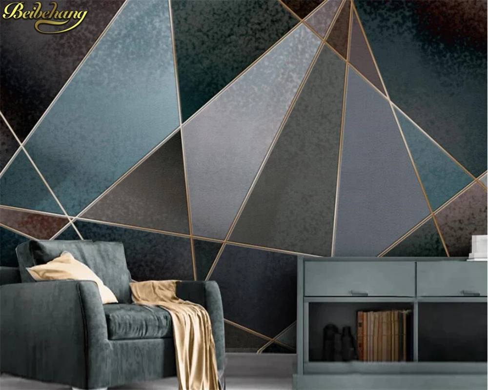 

beibehang Custom wallpaper mural abstract geometric retro nostalgic modern minimalist light luxury background wall papel de pare