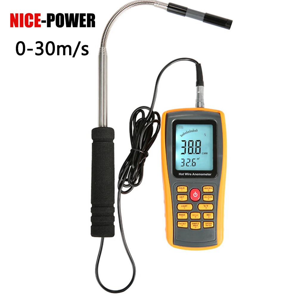 GM8903 Anemometer Portable Wind Speed GaugeTemperature Measurement USB Interface Tool Measuring Instrument 30m/s LCD Digital