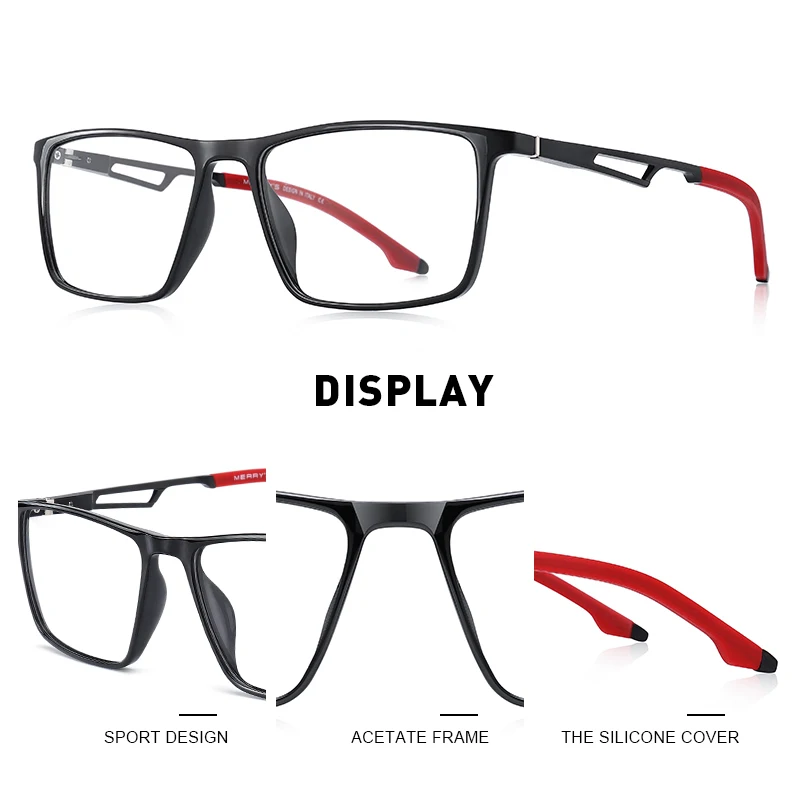 MERRYS DESIGN Men Sport Glasses Frame Myopia Prescription Eyeglasses TR90 Frame Aluminum Temple With Silicone Legs S2270
