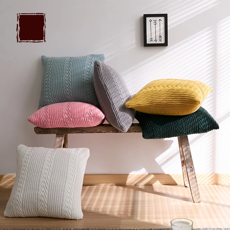 Retro Twist Vine Rhombus Pillowcase 45x45cm Knitted Popular Color V Cushions for Super Soft Home Decorative Throw Pillow Cover