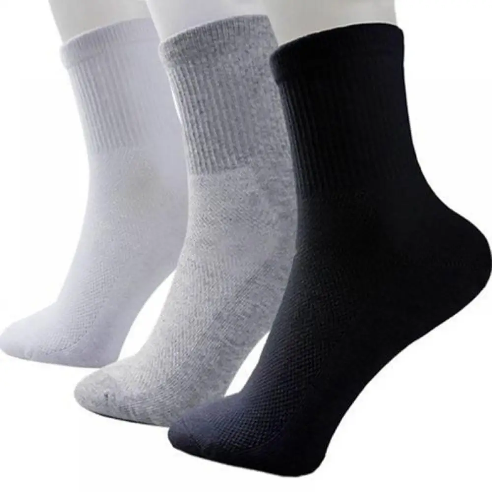 

1 Pairs Men Cosy Cotton Sport Socks Black Grey White Winter/autum/spring White Soft Elastic High Quality Popular Socks Blend