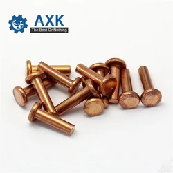200Pcs Brass Solid Rivets GB109 M2*L Flat Head Copper Rivets Solid Brass Rivet 2mm Diameter 3mm-10mm Length