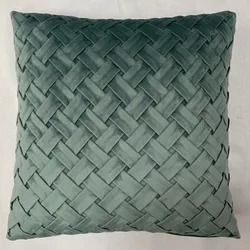 Turquoise Pleated Cushion Cover Home Decorative Square Weaving Throw Pillowcase