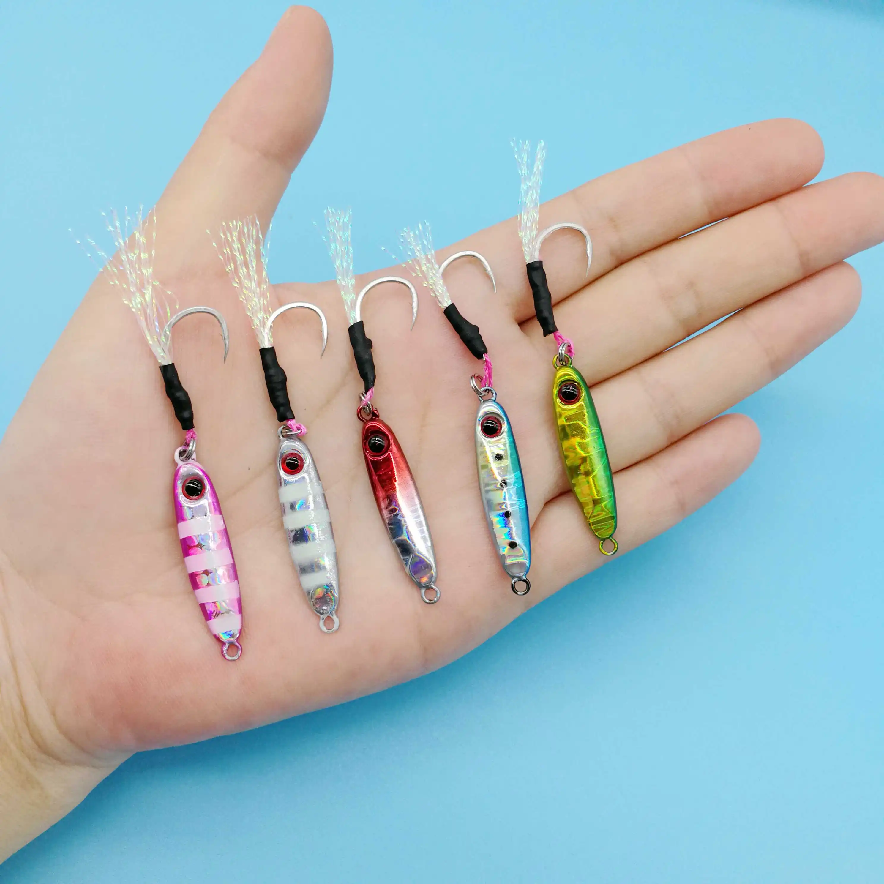 

HOOFISH 5PCS/Lot Microjigging Fishing Lure 5.5g/32mm Metal Jig Bait Isca Artificial Jigging Lead Fish Fishing Tackle