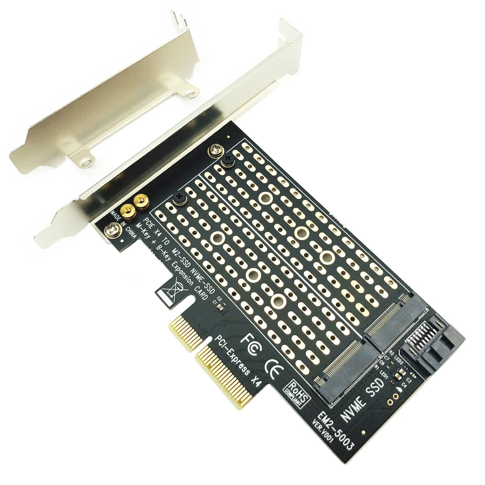 

PCI Express PCIE to M2 Adapter NVME SATA M.2 SSD PCIE Adapter NVME/SATA M2 PCI E Adapter SSD M2 to SATA PCI-E Card M Key + B Key
