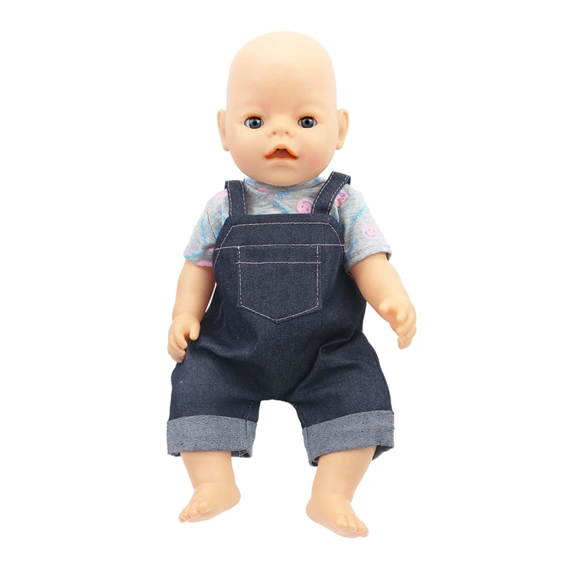 18 Inch Doll Clothes Jumpsuit Baby Born Smiling Face Suspenders Suit for American Girl Doll Clothes Fashion Girl Birthday Gift