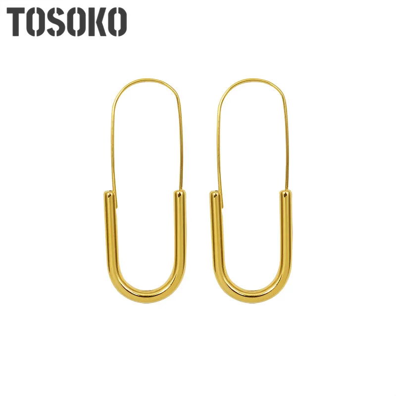 

TOSOKO Stainless Steel Jewelry Long Pin Earrings Women's Fashion Earrings BSF434