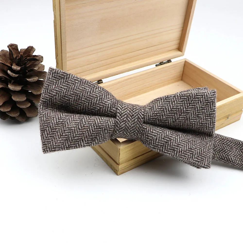 High Quality Men\'s Wool Cotton Adjustable Bow Tie Cravats Wedding Business Butterfly Solid Plaid Bowtie Clothing Accessories