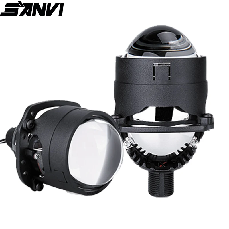 

SANVI 2Pc S8 2.5Inch Car Bi LED Projector Lens Headlight 35W 6000k Auto Projector Headlight H4 9005 9006 H7 Car Light Retorfit