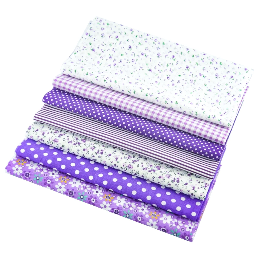 Booksew 50cm*50cm 7 pieces Purple Cotton Fabric Fat Quarter Bundle Telas Patchwork Quilting Tilda Fabric Sets Sewing