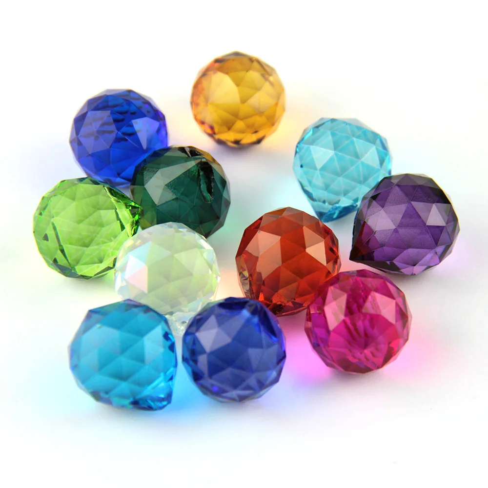 15mm Crystal Faceted Ball 1 Piece Different Color Glass Lighting Prisms Wedding Decorations Chandelier