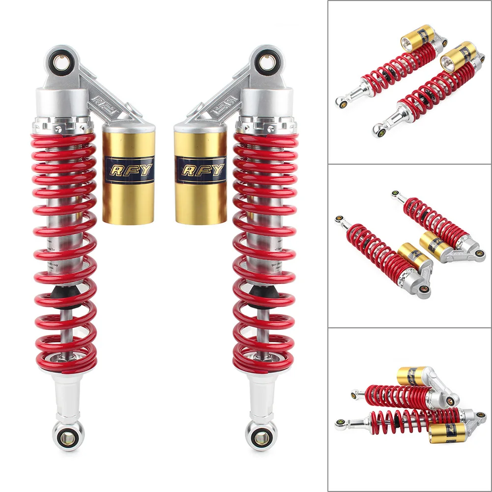 1Pair 375mm Red Air Shock Absorber Suspension Damp Universal For Most Motorcycle Models