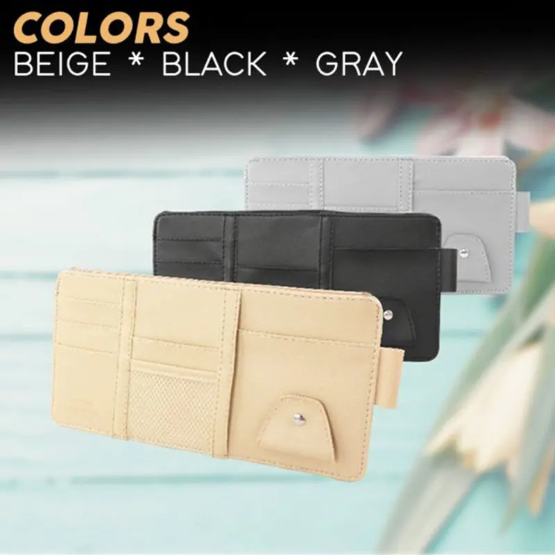 حاجب شمس للسيارة حامل بطاقة عمل ، منظم تخزين مشبك للنظارات الشمسية ، صندوق تخزين ، قطعة واحدة