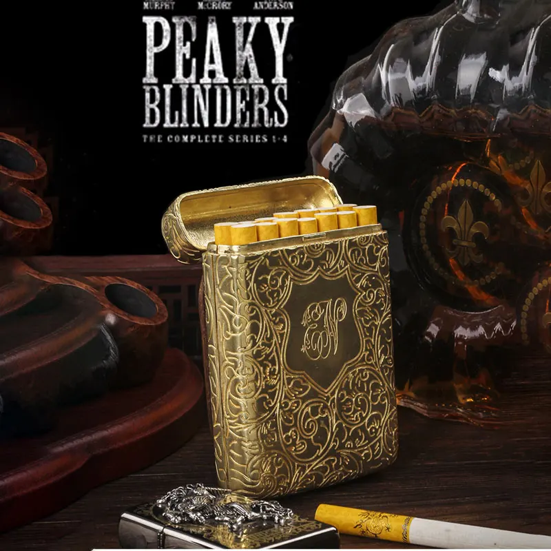 Portable Peaky Blinders Shelby Same Style Hand-carved Retro Metal Case for 14 Box Case Tools Luxury Retro Cigarette Case Box