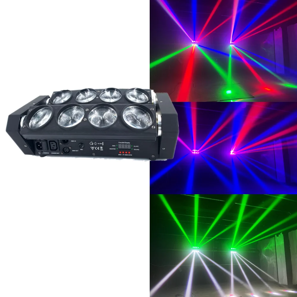 luz led cabeca movel aranha 8x15w em rgbw festa dj feixe de iluminacao dmx luzes de palco efeitos 01