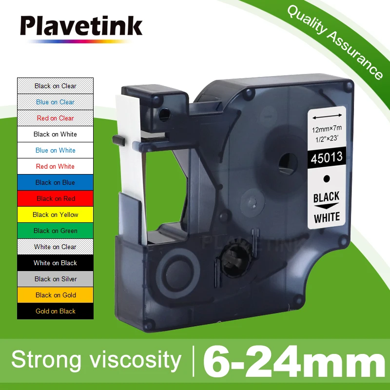 

Plavetink, совместимая с лентами dymo D1, 12 мм, 45010 45013 40910 40913 43613 43610, лента для принтера для менеджера этикеток Dymo LM160 210D