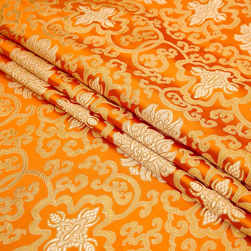 Wide 75cm Satin Sewing Fabrics Silk Jacquard Pattern Material For Diy Design Dress Doll Clothing Needlework Cloth