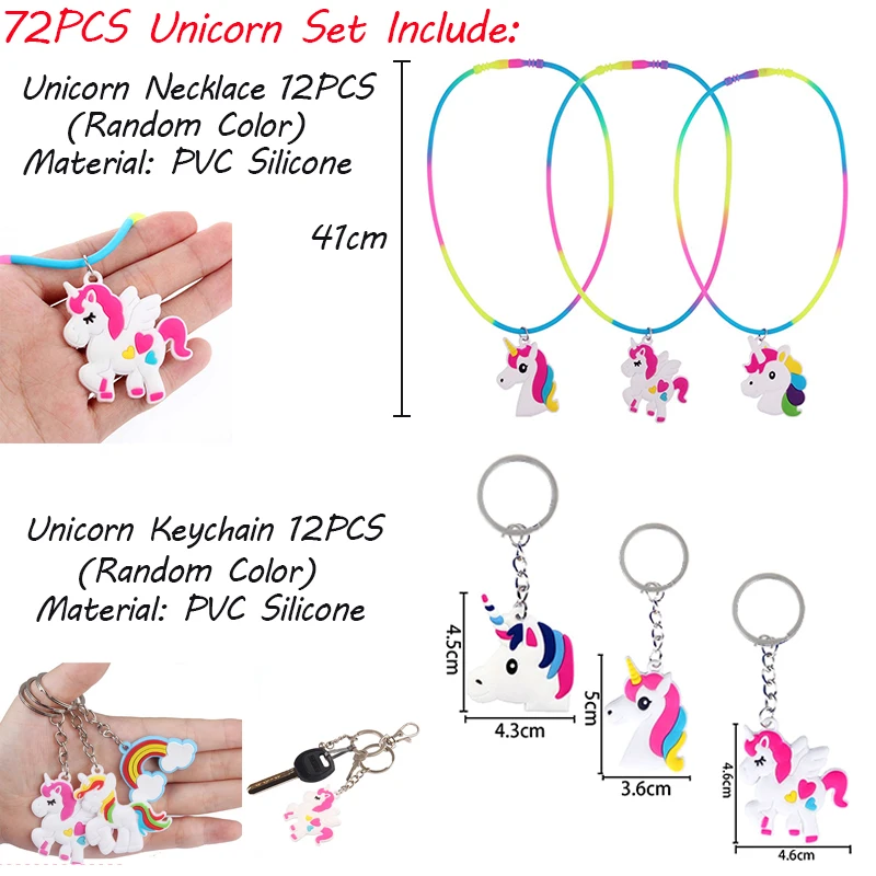 Unicorn Party Supplies Pinata Birthday Party Favors Kids Unicorn Necklace Bracelet Ring Hairpin Keychain Christmas Gifts