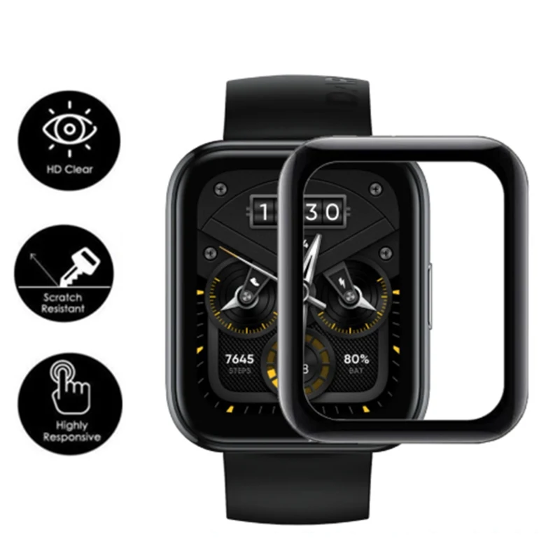 BEHUA-3D 곡선 가장자리 필름, Realme Watch 2 프로 스마트 시계 액세서리, 전체 커버 화면 스크래치 방지 보호 필름, 투명