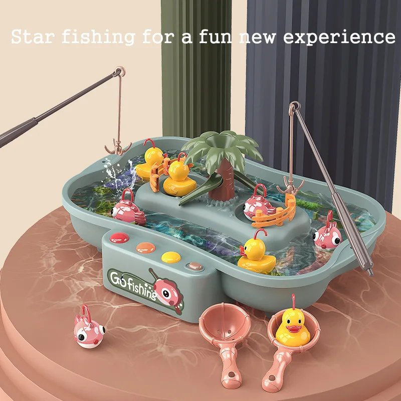 Electric Circulation Fishing Toy Fishing Ducks Magnetic Fishing Platform Water Play Game Interactive Toys for Children gifts