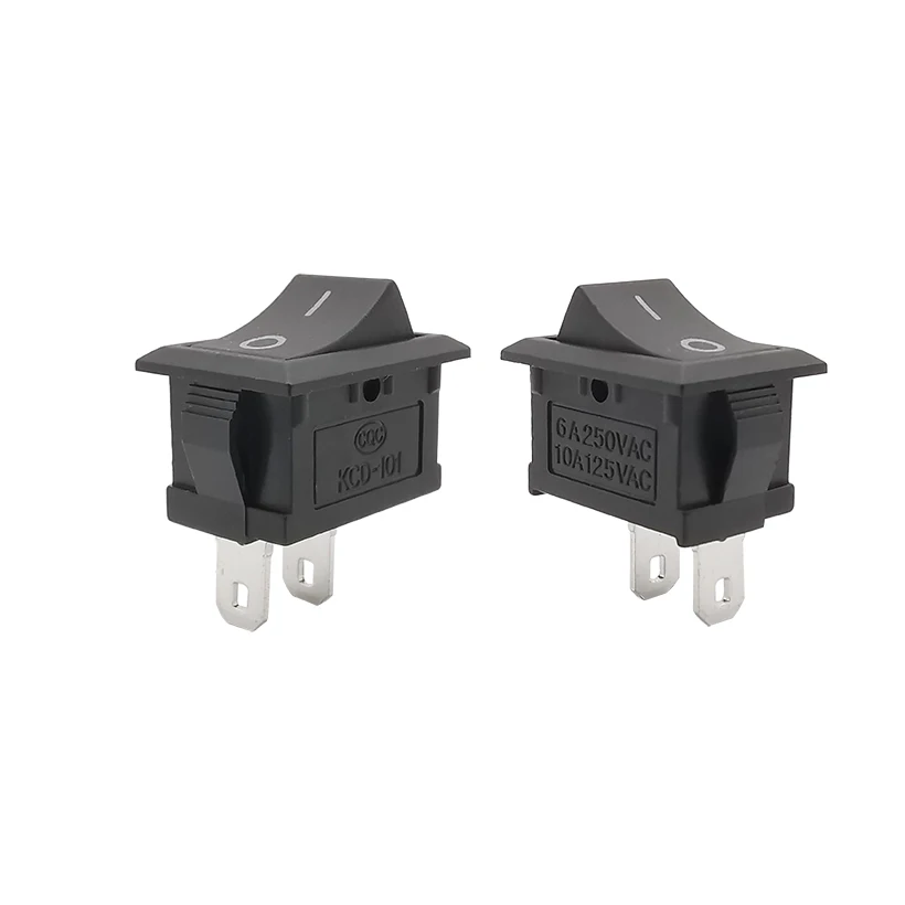 5/10Pcs KCD-101 2 Position Black Rocker Switch ON-OFF 15*21mm 6A 250V 10A 125V AC Power Boat Switches KCD101