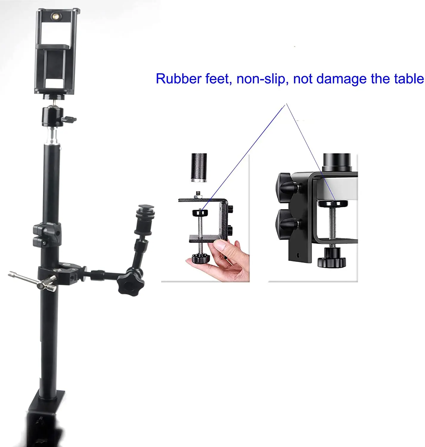 Linh Hoạt Kẹp Bàn, Selfie Phát Sóng Trực Tiếp Đứng, Giá Đỡ Điện Thoại Kẹp, Máy Ảnh Monopod Với Articulating Magic Cánh Tay, bóng Đầu