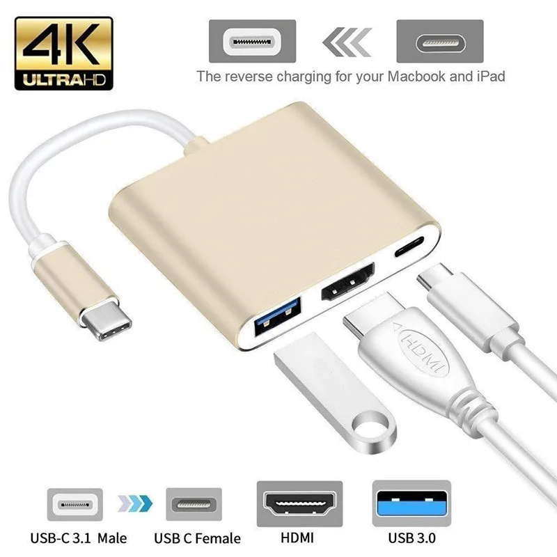 USB C HUB to HDMI-совместимый адаптер для Macbook Thunderbolt 3 USB Type C to HDMI-совместимый 4K USB 3.0 порт USB-C hub