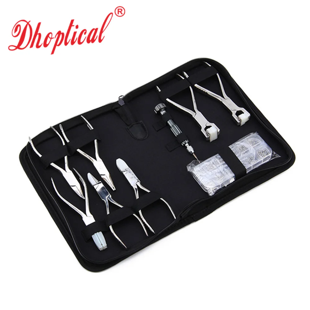 eyeglasses repair set adjust nose pad frame leg lense 7plier + screwdriver screw by dhoptical