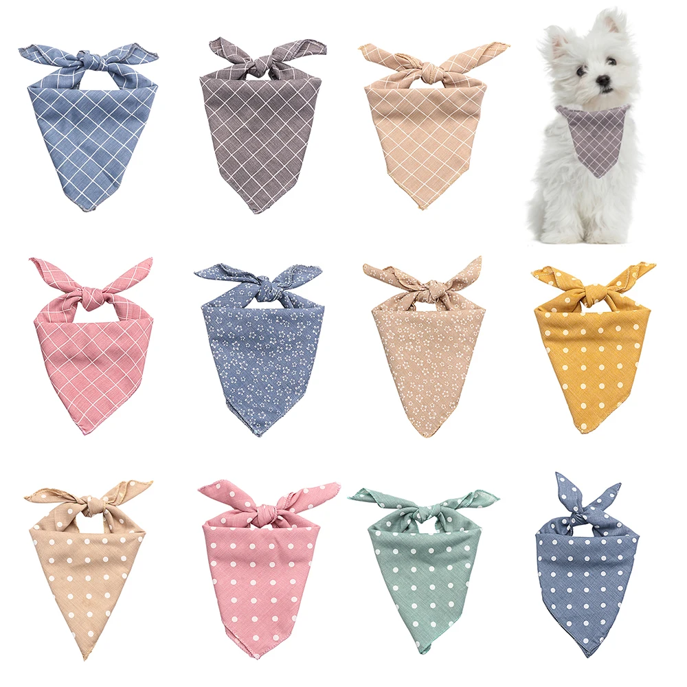 Dog Pet Supplies Triangle Scarf Plaid Dots Bib Pet Collars Cat Neck Scarf Pet Bandanas Dog Scarf