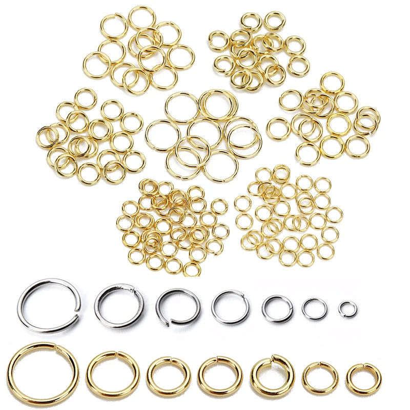 100pcs 3 4 5 6 7 8 10mm Stainless Steel Open Jump Rings  Split Rings Connectors For DIY Jewelry Finding Making Accessories