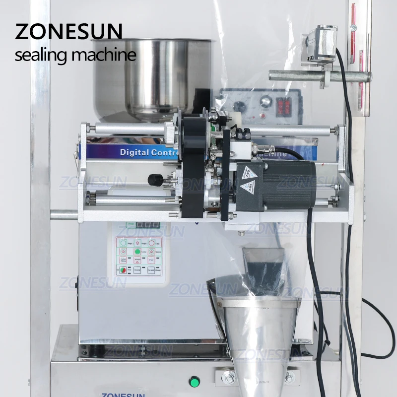 ZONESUN Bean Grain Automatic Weighing Packaging Machine Powder Bag Back Side Seal Filling Machine With Date Printer ZS-GZ5200