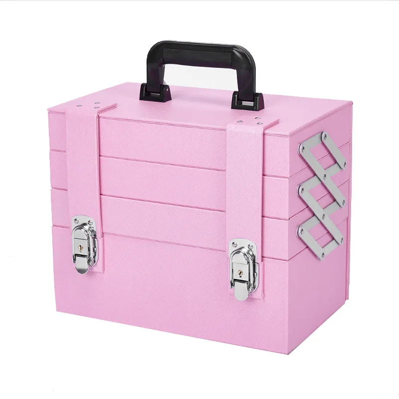 Multi-Function Portable Cosmetic Bag Travel Plastic Makeup Artist Beauty Box Multi-Storey Large Capacity Storage Organizer Case