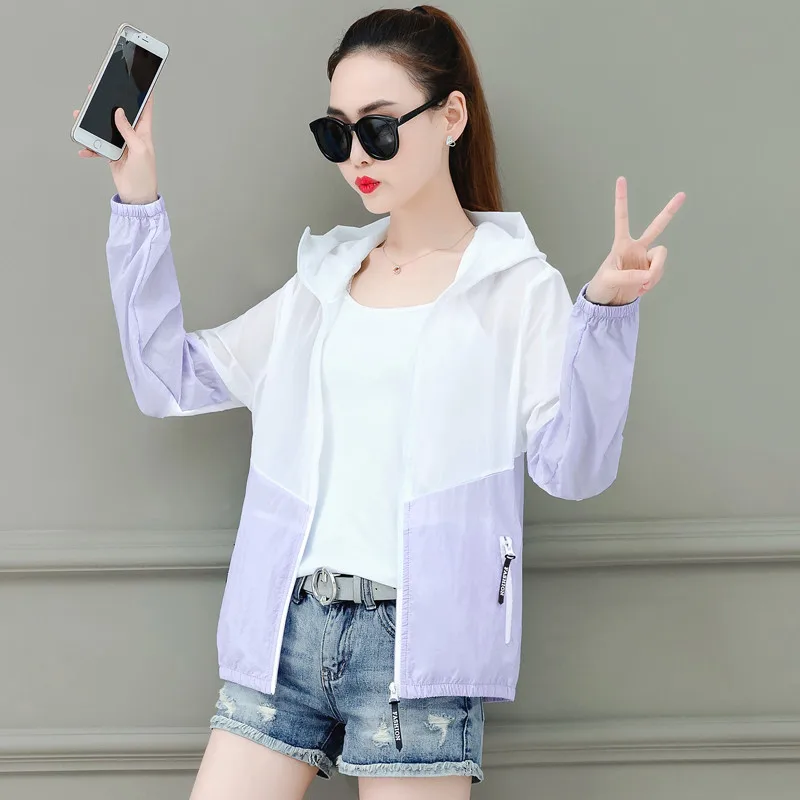 Uhytgf Elegante Womens Big Size Tops Anti-Uv Ademende Zomer Zon Kleding Mode Hooded Leuke Meisje Dunne Jas 1567