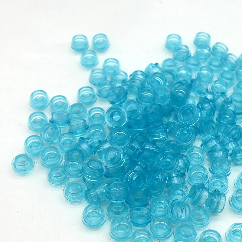 1000PCS Trans-Klar Blau Platte Runde 1x1 MOC Baustein Ziegel Platten Teile 6141 DIY Spielzeug kompatibel mit 30057 4073