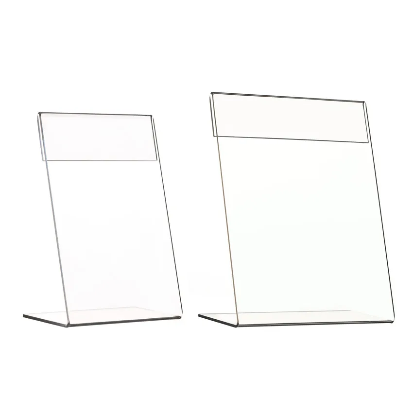 

T1.2mm Vertical Acrylic L Sign Price Label Display Holders Stands for Paper Tag Card Promotion Clear 100pcs